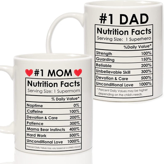 Mom And Dad Coffee Mug Set, Gift for Parents from Daughter Son Kids Birthday Anniversary Christmas Gift