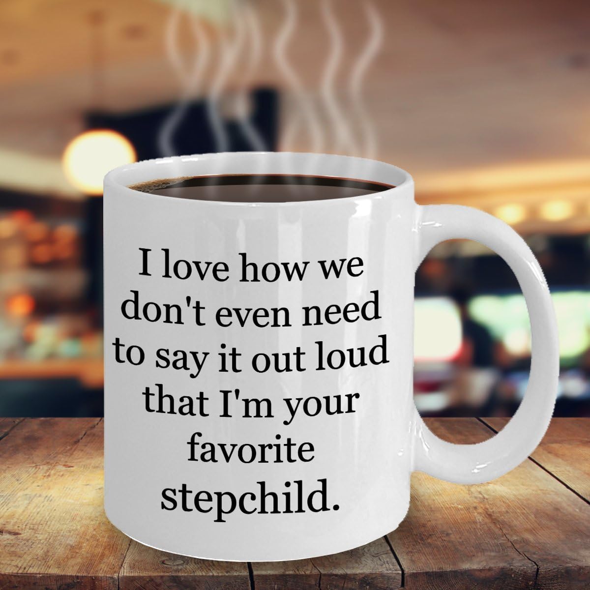Funny Favorite Stepchild Coffee Mug Gift for Stepmom Stepdad from Stepdaughter Stepson, Mothers Day Birthday Gift