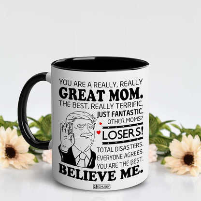 Best Mom Coffee Mug Gift for Mom from Daughter Son Kids Husband, Birthday Mother's Day Christmas Gift Idea