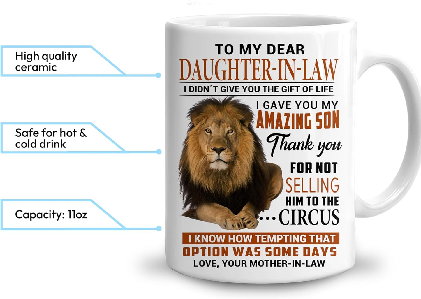 To My Dear Daughter in Law I Gave You My Amazing Son Coffee Mug Funny Gift from Mother in Law, Wedding Birthday Gift