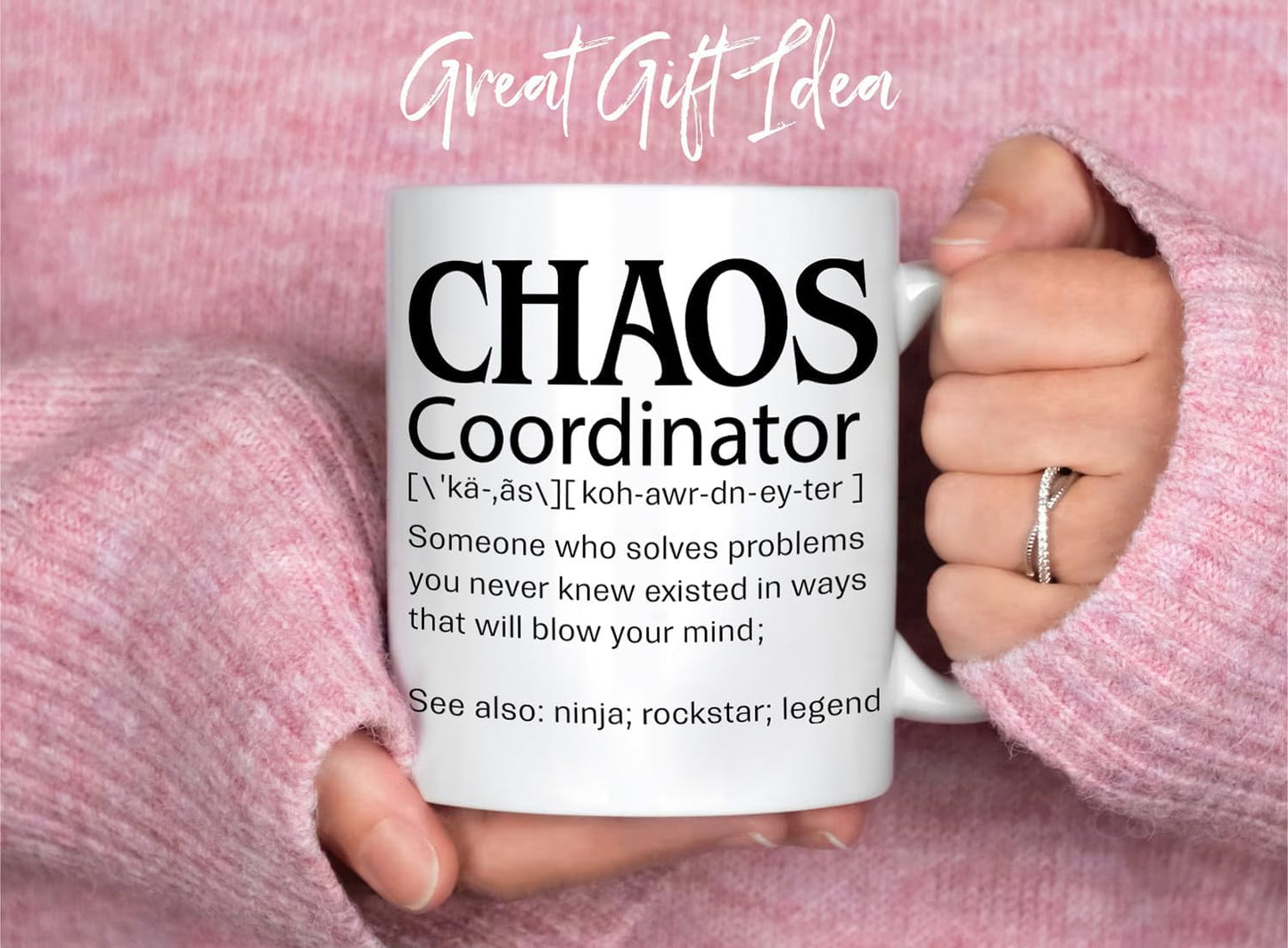 Chaos Coordinator Coffee Mug, Funny Appreciation Gift for Boss Manager Teacher Nurse Mom, Birthday Christmas Gift