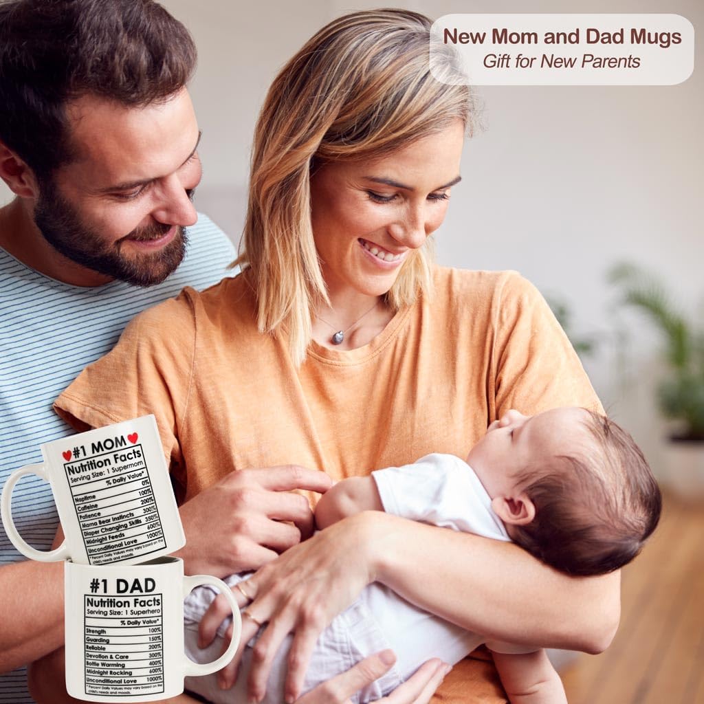New Mom Dad Coffee Mug for New Parents Couple, Pregnancy Announcement Gift for Expecting Mom and Dad, First Time Parents Gift, Baby Reveal Gift