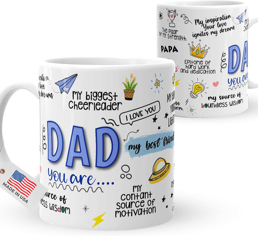 Dad You Are My Best Friend Ceramic Coffee Mug, Best Dad Ever Gift for Father Husband Grandpa, Fathers Day Birthday Christmas Gift from Daughter Son