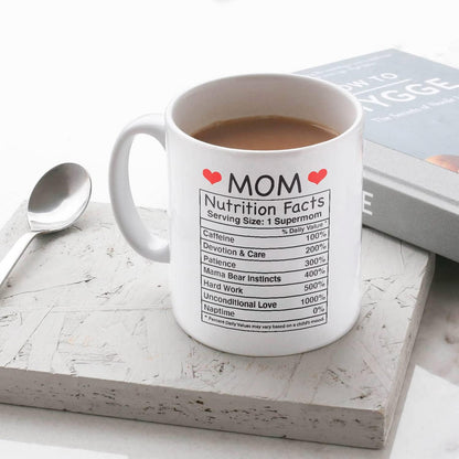 Mom Nutritional Facts Coffee Mug Funny Gift for Mom from Daughter Son Kids Husband, Birthday Mothers Day Gift