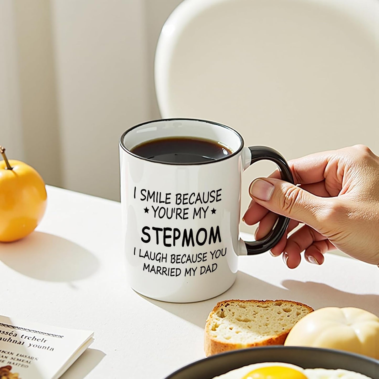I Smile Because You Are My Stepmom Coffee Mug, Bonus Mom Gift from Stepdaughter Stepson, Birthday Mother's Day Christmas Gift