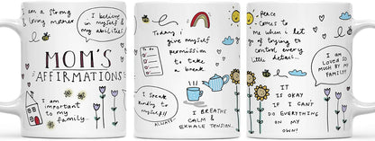 Mom Affirmation Coffee Mug Positive Energy Inspirational Quote Ceramic Mug, Gift for Mom from Daughter Son Kids Husband, Birthday Mothers Day Christmas Gift