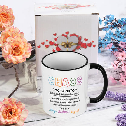 Chaos Coordinator Coffee Mug, Funny Office Gift for Boss Coworker Manager, Birthday Christmas Appreciation Gift