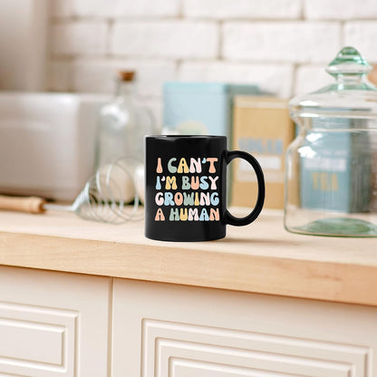 Funny New Mom Coffee Mug I'm Busy Growing a Human Pregnancy Announcement Mug, Gift for Mom to Be from Husband, Baby Reveal Gift
