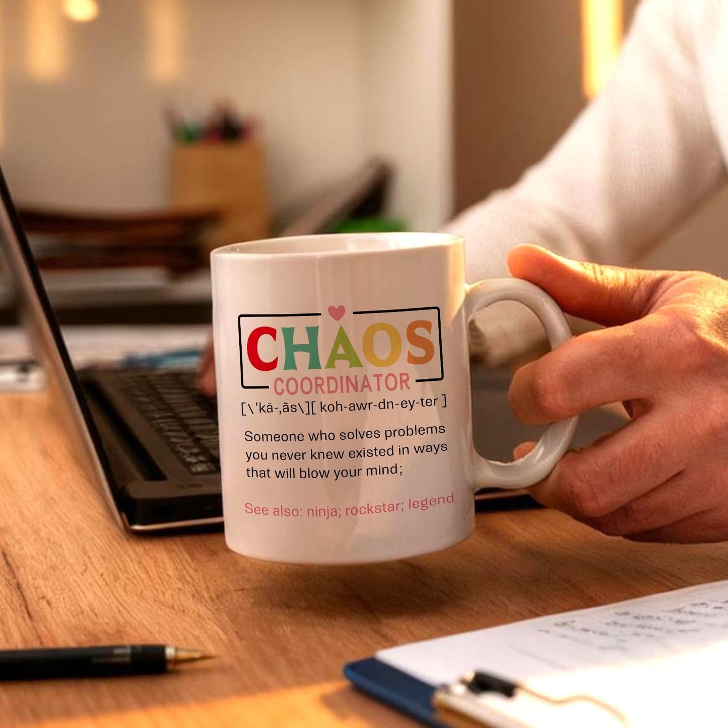 Chaos Coordinator Definition Coffee Mug, Funny Office Gift for Boss Manager Teacher Mom, Birthday Christmas Appreciation Gift