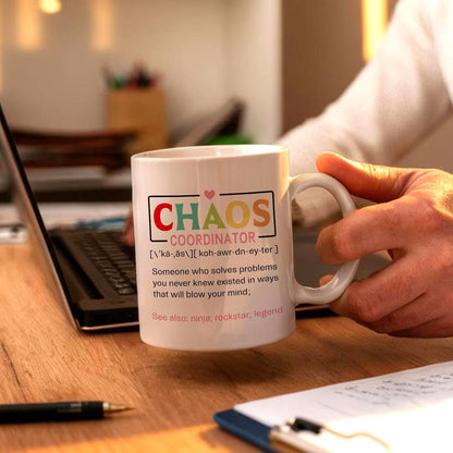 Chaos Coordinator Definition Coffee Mug, Funny Office Gift for Boss Manager Teacher Mom, Birthday Christmas Appreciation Gift