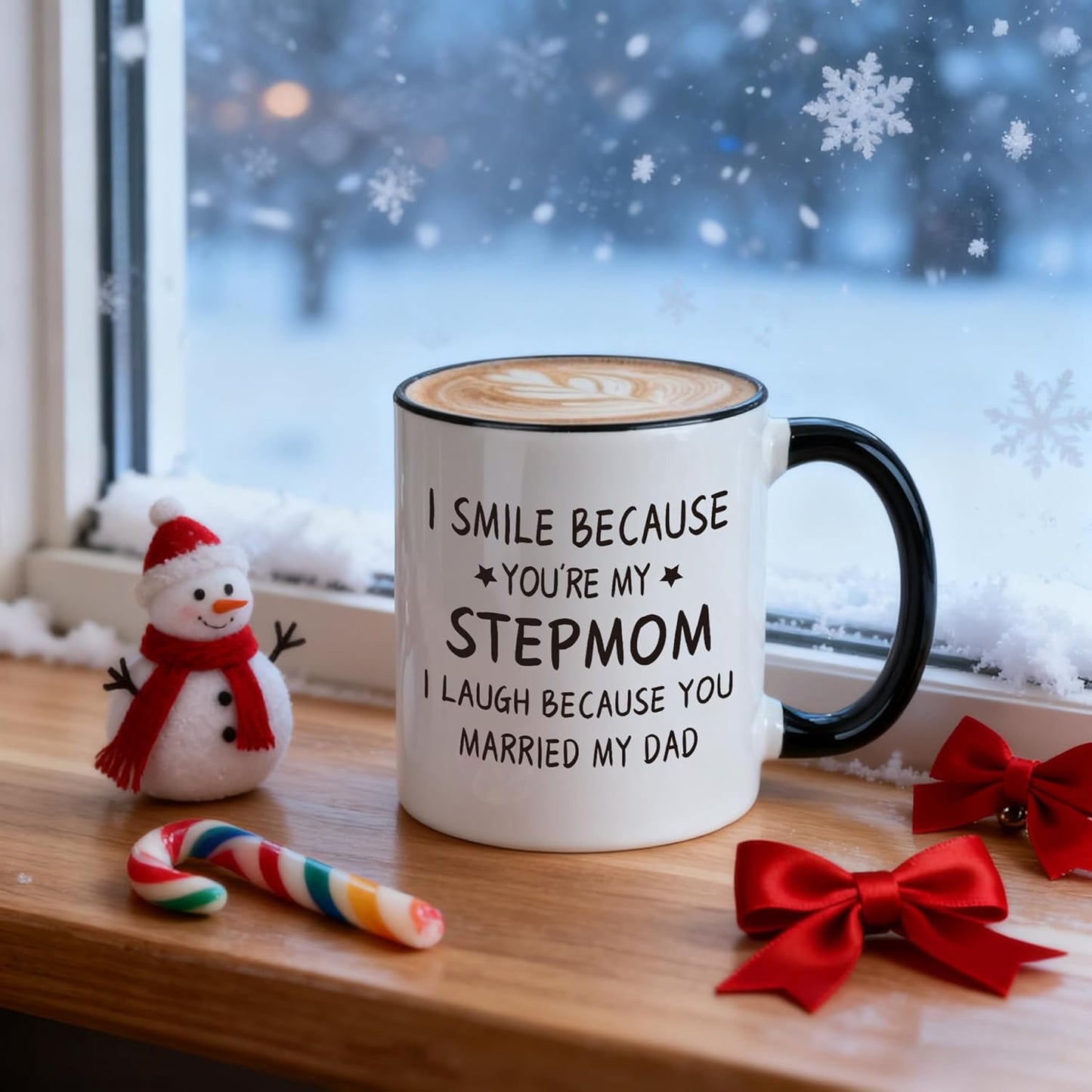 I Smile Because You Are My Stepmom Coffee Mug, Bonus Mom Gift from Stepdaughter Stepson Birthday Mother's Day Christmas Gift