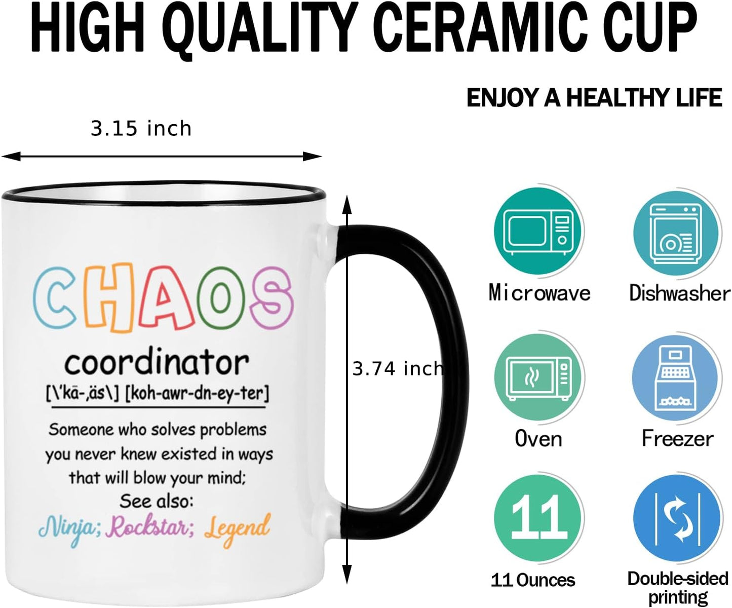Chaos Coordinator Coffee Mug, Funny Office Gift for Boss Coworker Manager, Birthday Christmas Appreciation Gift