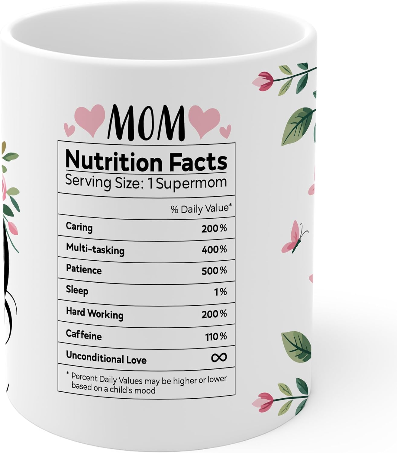 Mom Nutritional Facts Coffee Mug Funny Gift for Mom from Daughter Son Kids Birthday Mother's Day Gift