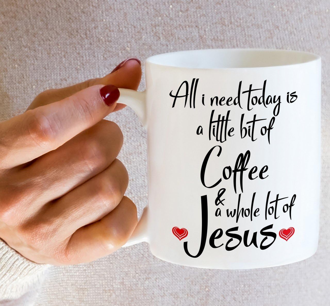 All I Need Is Coffee And Jesus Coffee Mug, Funny Christian Gift for Women Men, Birthday Christmas Faith Gift for Friend Coworker