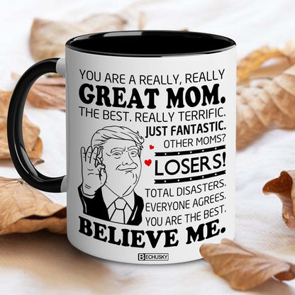 Best Mom Coffee Mug Gift for Mom from Daughter Son Kids Husband, Birthday Mother's Day Christmas Gift Idea