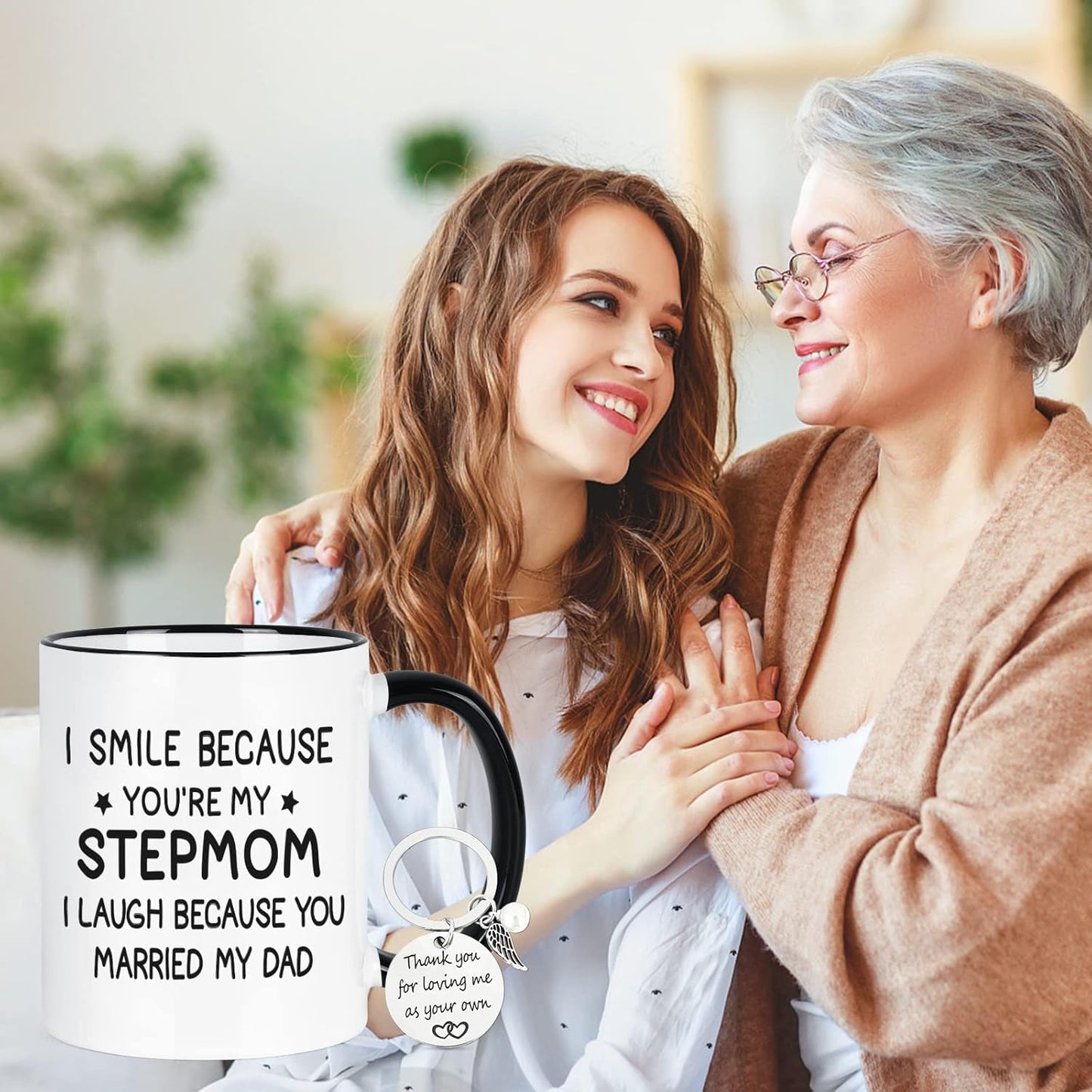 I Smile Because You Are My Stepmom Coffee Mug Funny Bonus Mom Gift from Stepdaughter Stepson Birthday Mother's Day Gift