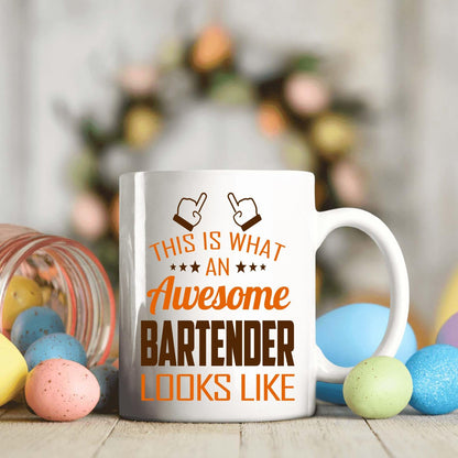 This Is What An Awesome Bartender Looks Like Coffee Mug, Funny Bartender Gift for Work Coworker, Birthday Christmas Gift