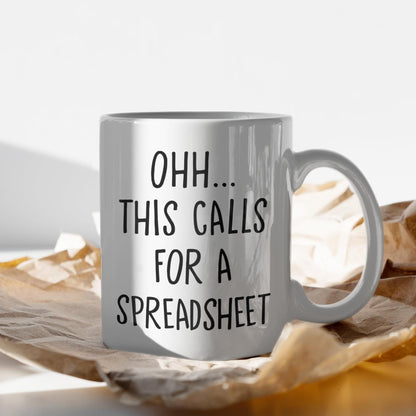 This Calls For A Spreadsheet Funny Coffee Mug, Accountant Excel Humor Gift for Office Coworker CPA, Birthday Christmas Gift