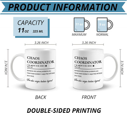 Chaos Coordinator Coffee Mug, Funny Office Gift for Boss Manager Coworker, Birthday Christmas Appreciation Gift