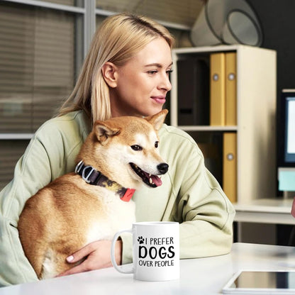 Dogs Over People Coffee Mug Funny Dog Lover Gift for Dog Mom Women Men, Birthday Christmas Gift