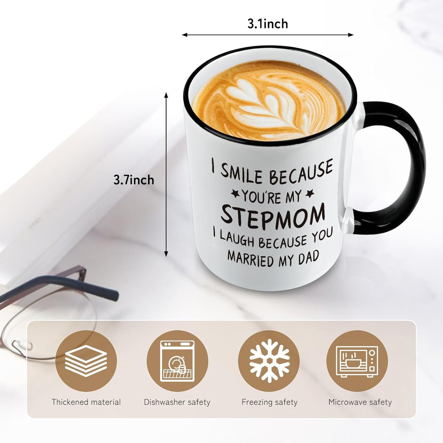 I Smile Because You Are My Stepmom Coffee Mug, Bonus Mom Gift from Stepdaughter Stepson Birthday Mother's Day Christmas Gift
