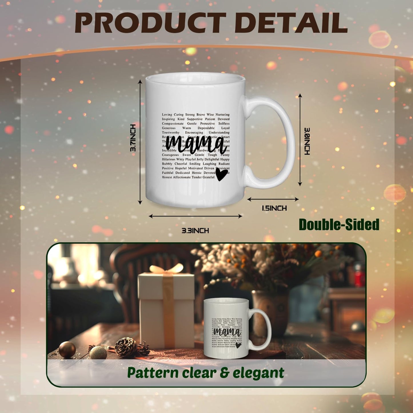 Mama Coffee Mug Gift for Mom from Daughter Son Kids Husband, Birthday Mother's Day Christmas Gift Idea