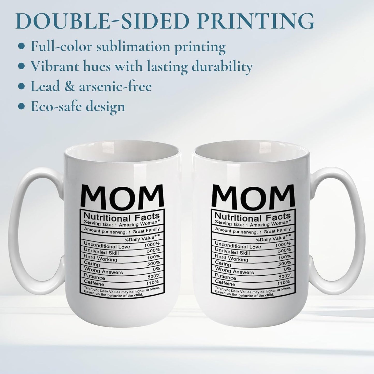 Mom Nutritional Facts Coffee Mug Funny Gift for Mom from Daughter Son Kids Birthday Mother's Day Gift