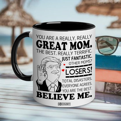 Best Mom Coffee Mug Gift for Mom from Daughter Son Kids Husband, Birthday Mother's Day Christmas Gift Idea