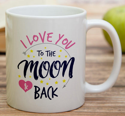 I Love You To The Moon And Back Coffee Mug, Romantic Gift for Wife Husband Boyfriend Girlfriend, Anniversary Valentines Birthday Gift