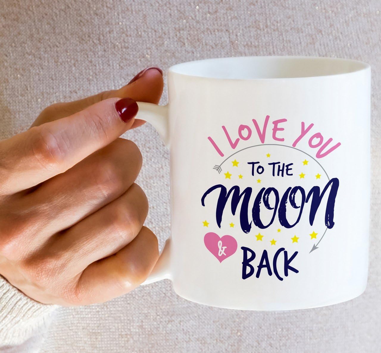 I Love You To The Moon And Back Coffee Mug, Romantic Gift for Wife Husband Boyfriend Girlfriend, Anniversary Valentines Birthday Gift