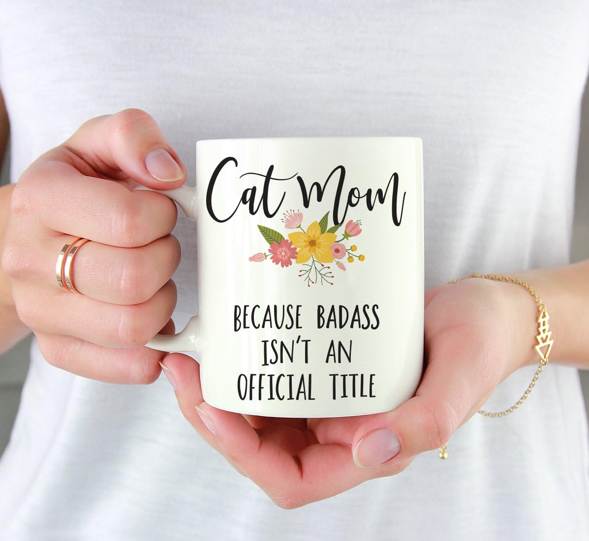 Cat Mom Because Badass Isn't an Official Title Coffee Mug Funny Cat Lover Gift