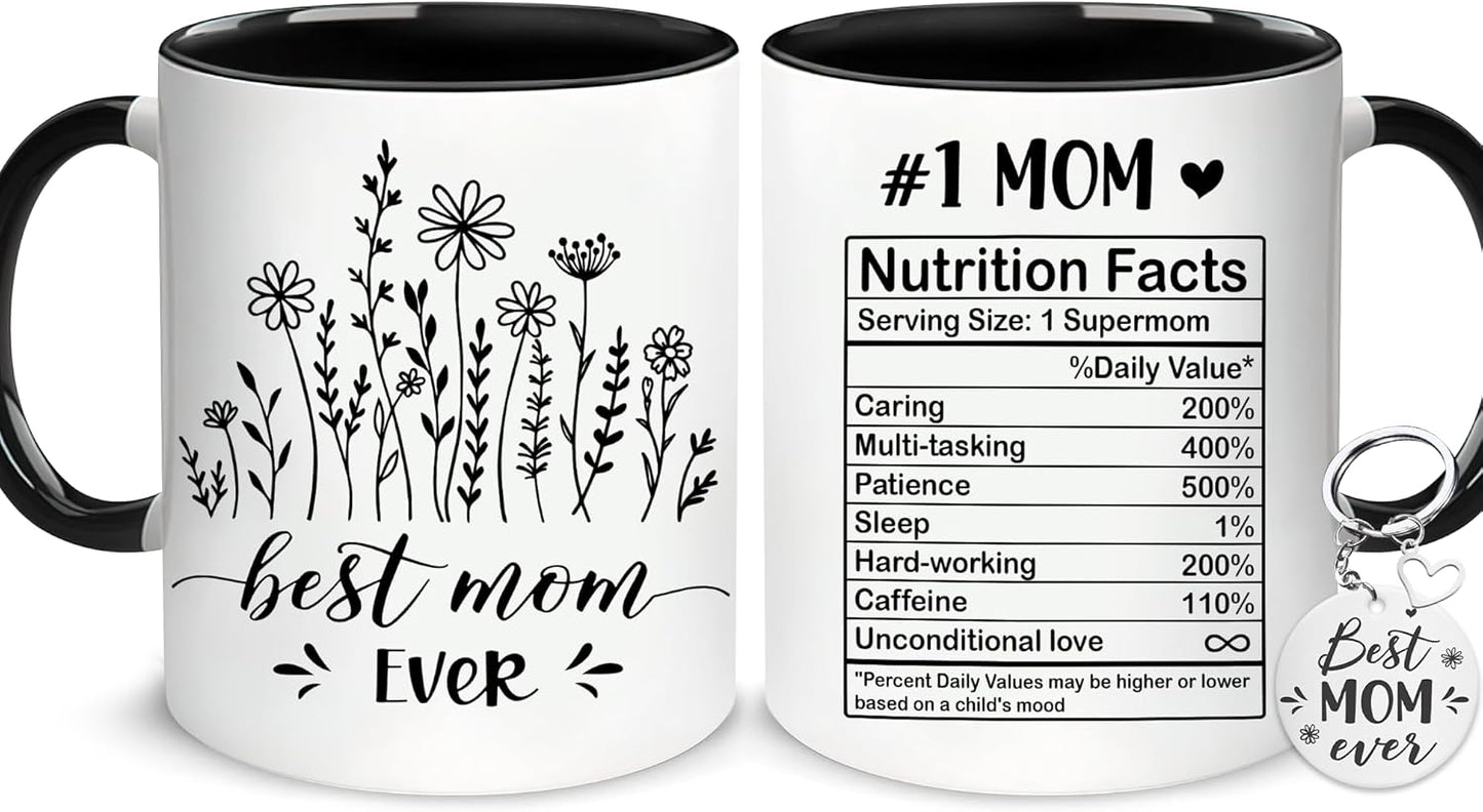 Best Mom Ever Coffee Mug, Gift for Mom Grandma Mother in Law from Daughter Son Kids, Birthday Mother's Day Christmas Gift Idea