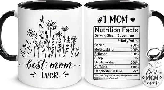 Best Mom Ever Coffee Mug, Gift for Mom Grandma Mother in Law from Daughter Son Kids, Birthday Mother's Day Christmas Gift Idea