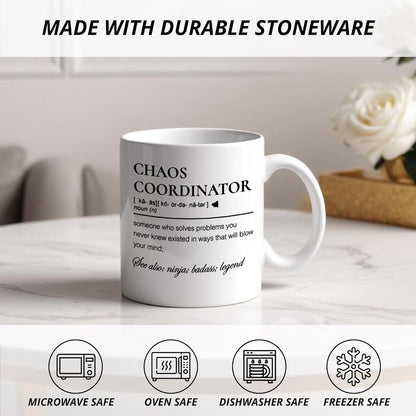 Chaos Coordinator Coffee Mug, Funny Office Gift for Boss Manager Coworker, Birthday Christmas Appreciation Gift