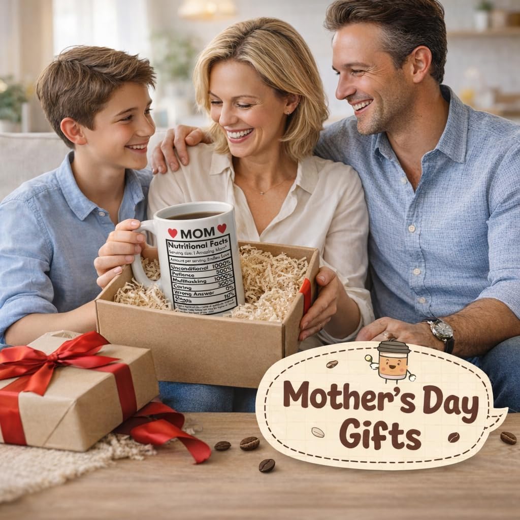 Mom Nutritional Facts Coffee Mug Funny Gift for Mom Grandma Stepmom from Daughter Son Kids Birthday Gift