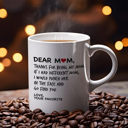 Dear Mom Coffee Mug Funny Gift for Mom from Daughter Son Kids Husband, Mothers Day Birthday Gift for Mom