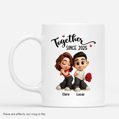 Together Since Ceramic Mug, Personalized Couple Keepsake For Morning Coffee, Sweet Unique Gift For Couples