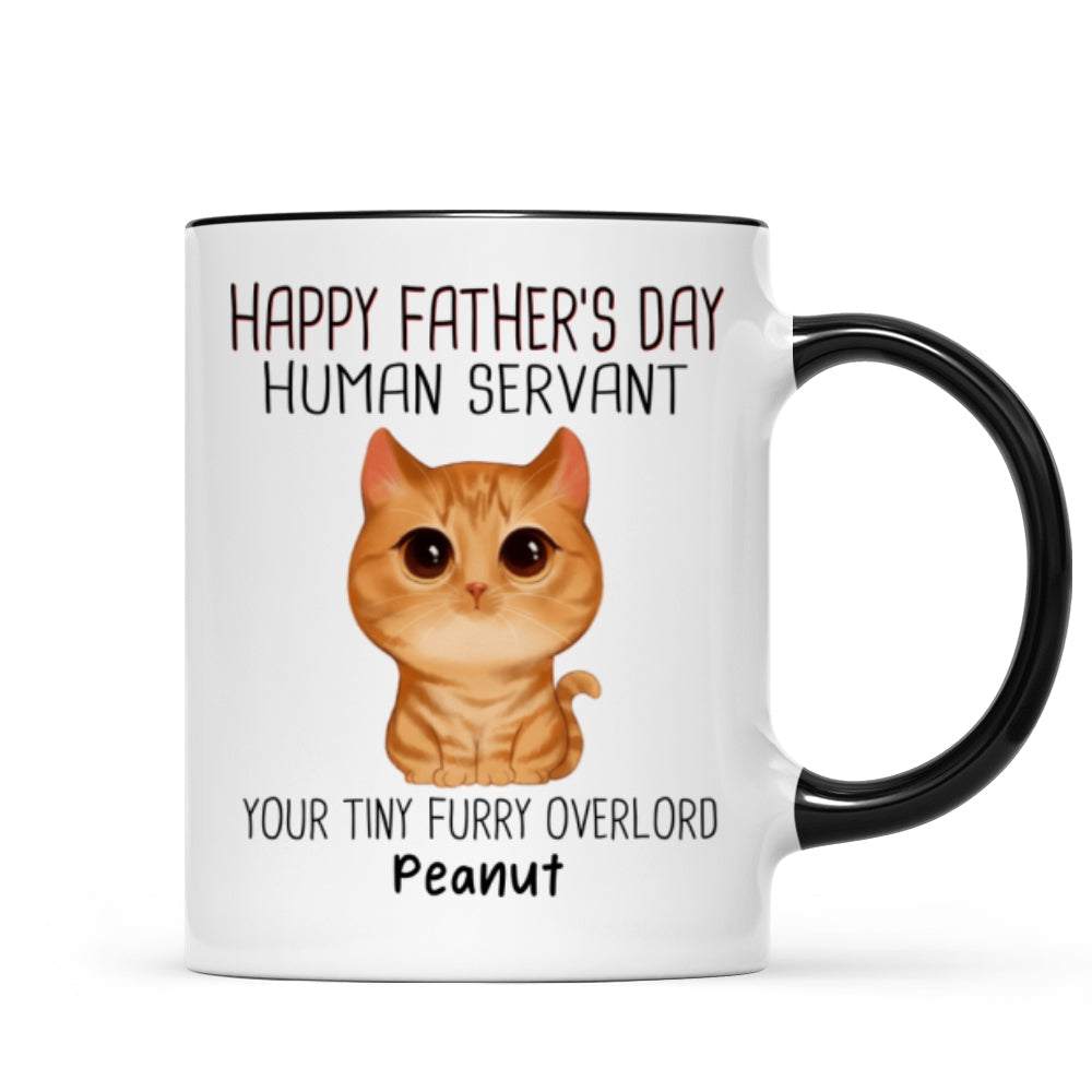 Watercolor Cute Cats Happy Father's Day Cat Human Servant Personalized Mug