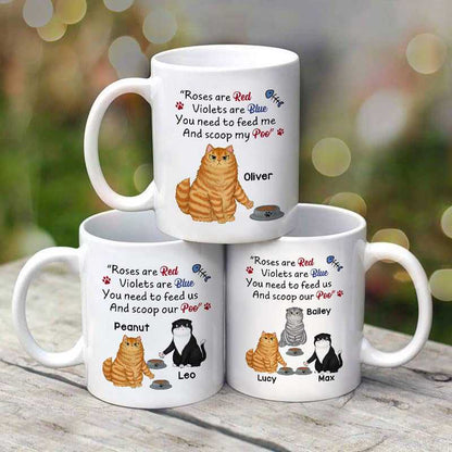 Roses Are Red Feed Me And Scoop Up Poo Angry Cats Father's Day Gift Personalized Mug