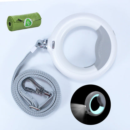 Glowing Ring Retractable Dog Leash And Flashlight