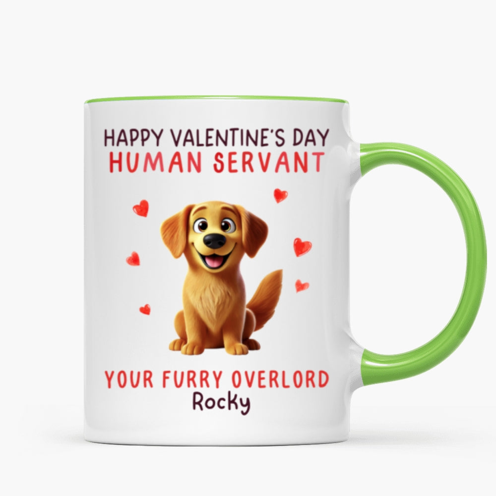 Funny Cartoon Dogs Happy Dog Human Servant Personalized Mug, Funny Gift For Dog Lovers