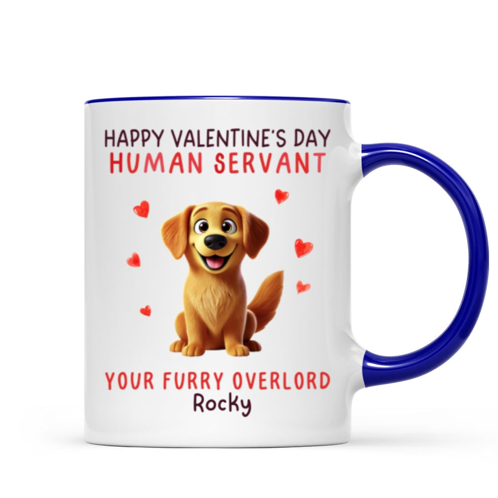 Funny Cartoon Dogs Happy Dog Human Servant Personalized Mug, Funny Gift For Dog Lovers