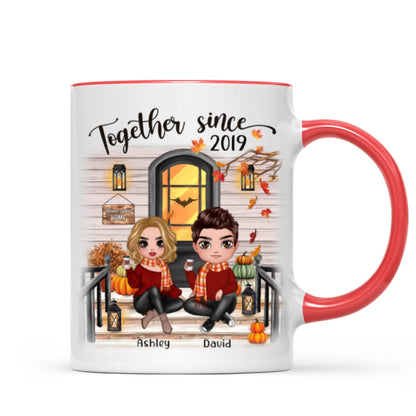 Fall Season Couple Front Porch Personalized Mug