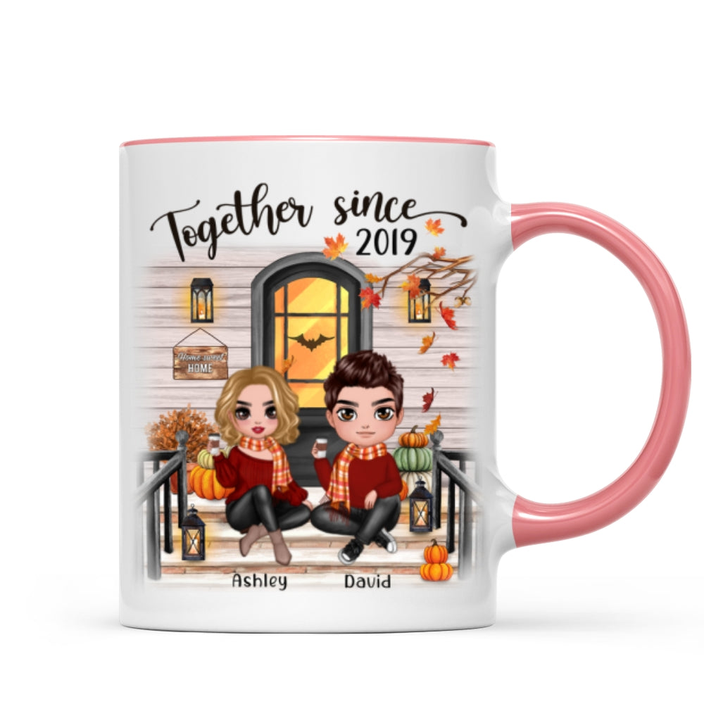 Fall Season Couple Front Porch Personalized Mug