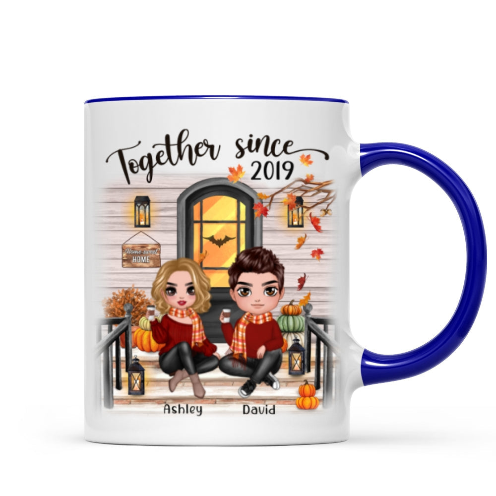 Fall Season Couple Front Porch Personalized Mug