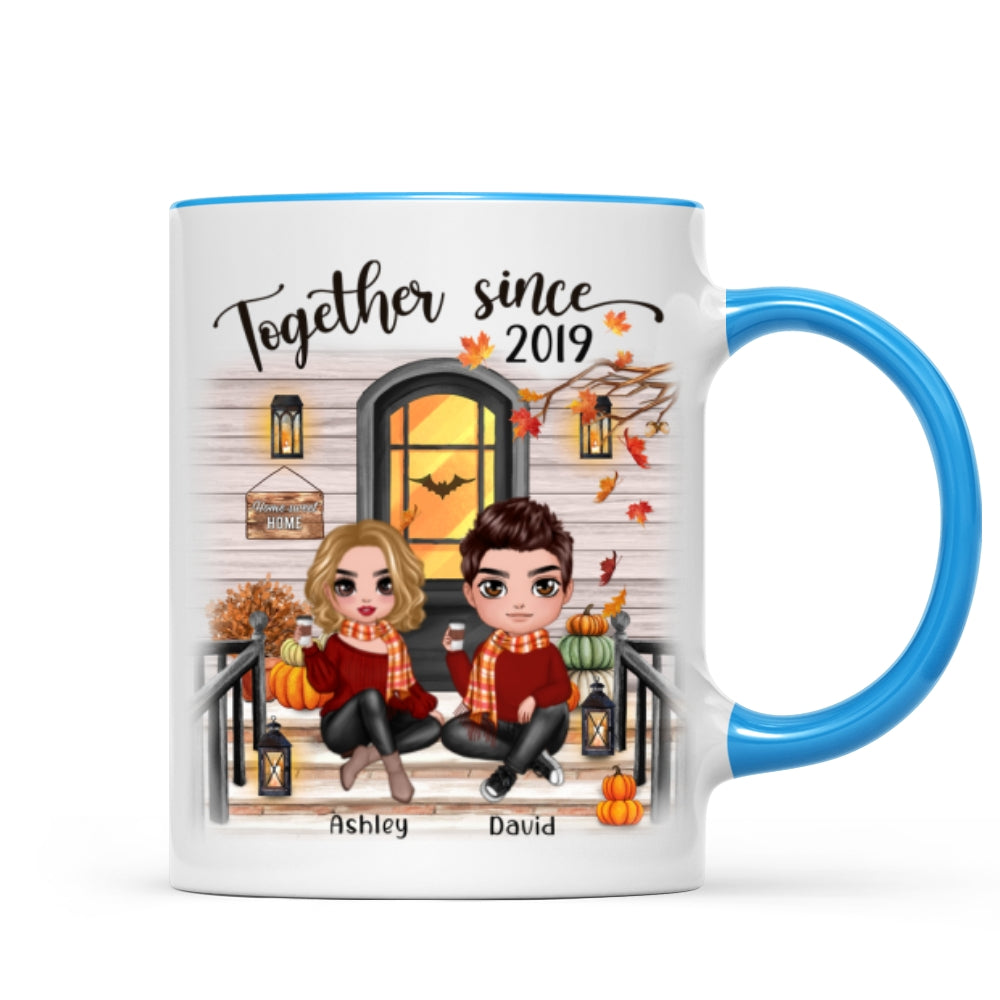 Fall Season Couple Front Porch Personalized Mug