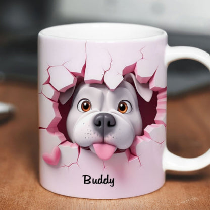 Cute Dog 3D Effect Personalized Mug, Mother's Day, Birthday Gift for Dog Moms
