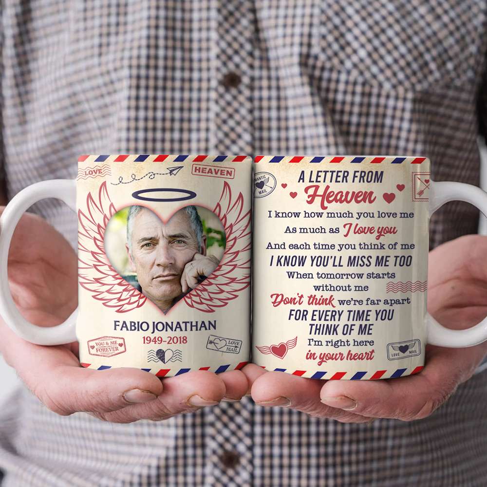 A Letter From Heaven White Personalized Mug, Memorial Gift For Family Members, Upload Image