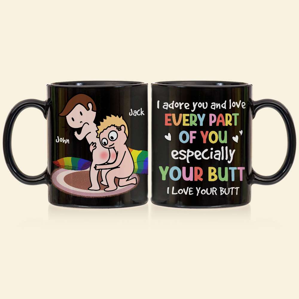 I Adore You And Love Every Part Of You, Personalized Mug, Gift For Couple, LGBT+ Couple