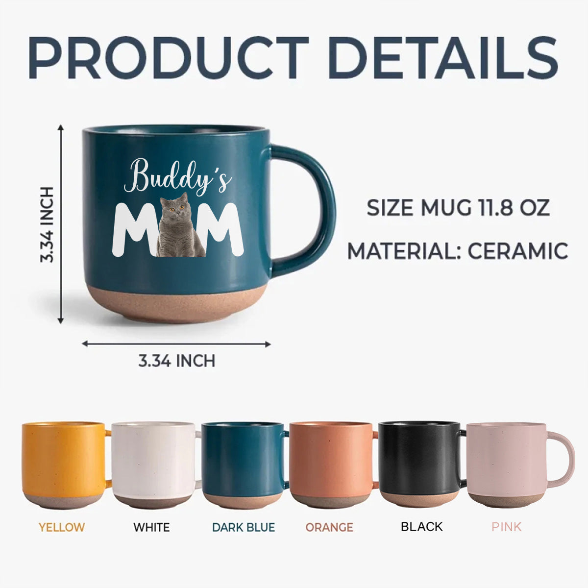 Custom Photo Cat Mom Personalized Pottery Mug CH07 899052